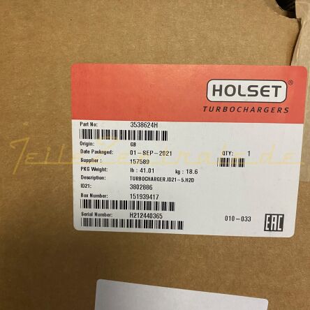 NOUVEAU HOLSET Turbocompresseur Iveco 3538624 3802886